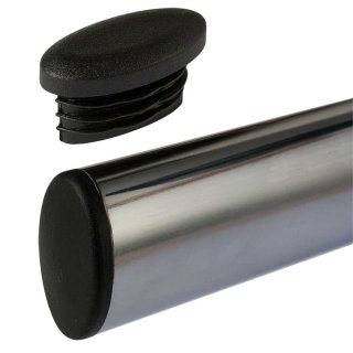 Kunststoff Ellipsen oval Stopfen 11102 Fußstopfen für Stahlrohrmöbel Ovalrohr elliptisch Grau 35x20-1-1,5