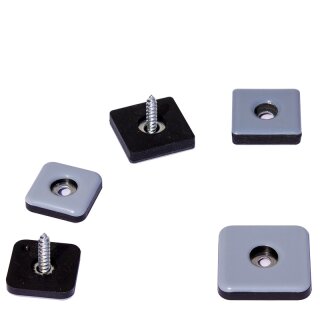 PTFE Teflongleiter eckig 19191 Gleiter zum Schrauben für Stahlrohrmöbel quadratisch 25x25