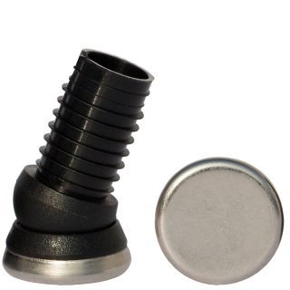 Metall Gelenkgleiter 171601 Metallgleiter - Stuhlgleiter für Stahlrohrstühle mit Rundrohr schräg RD16xS1,5-2