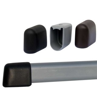 Ovalrohr Kunststoff Gleiter Kappe 50x30 Kunststoff Tischfüße | Bodenschoner SM10109 zum Draufstecken und Schrauben für Schultische Schwarz