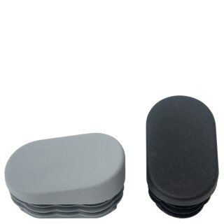 Längsseitig schräger Stuhlfuß GM15121 Fußstopfen für Stahlrohrstühle Stapelstühle oval Grau 40x20-W15°