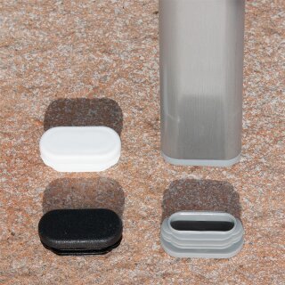 Ovale Fußstopfen für Gartenmöbel 10101 Stuhlstopfen für Gartenstühle + Freizeitmöbel 38x20xS1-2 Grau
