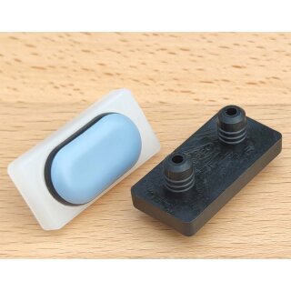 Teflongleiter Natur-farblos 2 Pin-Zapfen 192906 PTFE Gleiter eckig für Freischwinger Stahlrohrstühle auf CV-Designboden Fliesen Laminat Marmor