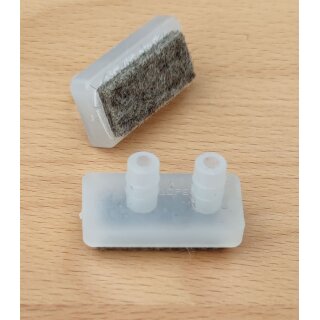 Natur-farbloser Filzgleiter mit  2 Pin 182906 Filz Gleiter eckig | Parkettgleiter zum Einsetzen in Bohrungen für Freischwinger Stahlrohrstühle 30x15