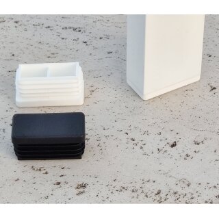 Rechteckrohr Kunststoff Fußstopfen GM10270 Stopfen eckig für Gartenmöbel - Gartenstuhl Schwarz 40x15x1-2-(innen 36-38x11-13)