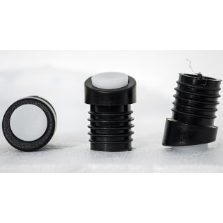 Runde PTFE Möbelgleiter schräg für Stahlrohrmöbel | Teflongleiter - Fußstopfen für Stühle mit Rundrohr 19152511  D20xS1,5-2-W12-18°