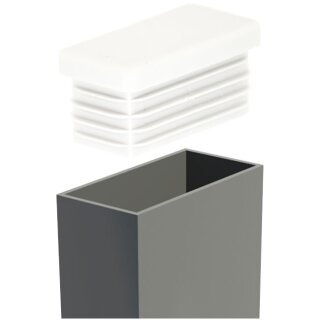 Rechteckiger Gleiter - Lamellenstopfen 10270 Kunststoff Fussstopfen für Rechteckrohre Weiß 35x20x1-2,5