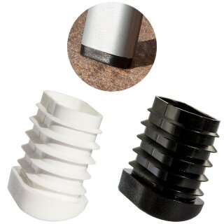 Schräger Stuhlfuß GM15101 Fußstopfen für ovale  Rohre - Stahlrohrstühle - Stapelstühle Weiß 38x20-W9-21°